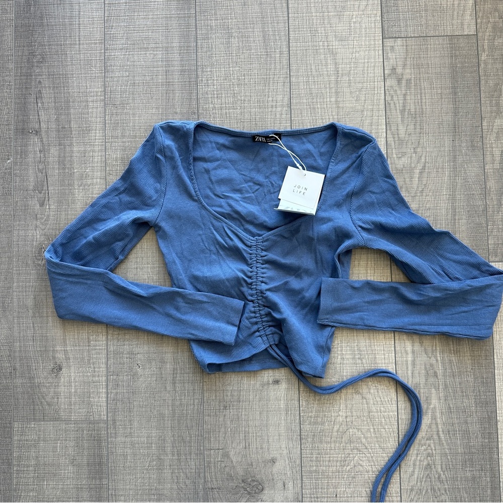 Zara Long sleeve tie adjustable ribbed top